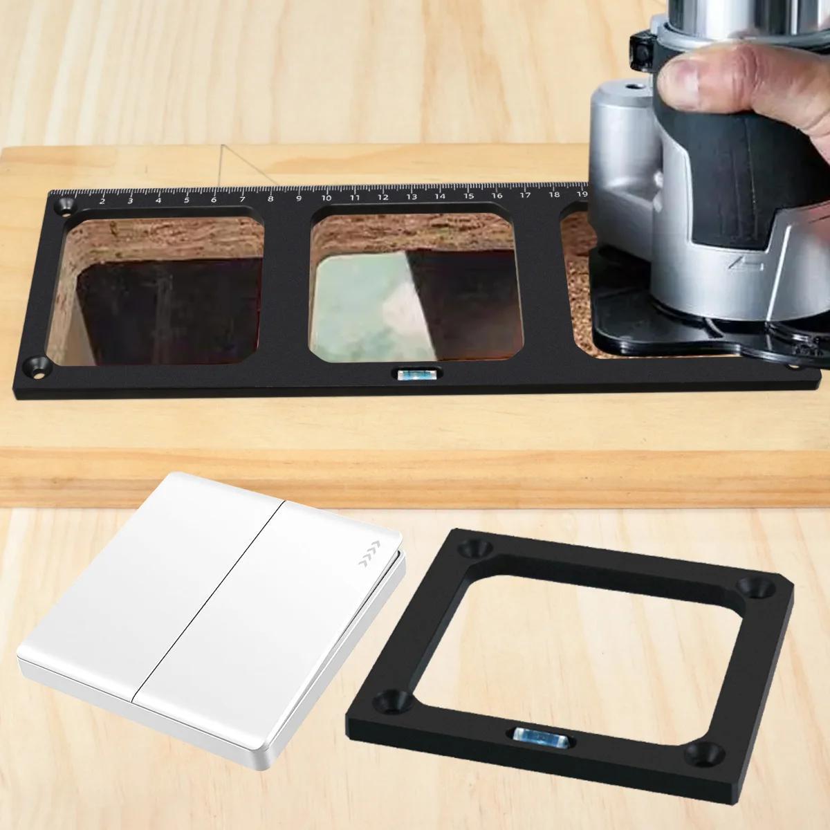 Switch Socket Opening Template, 86 Type Socket Box Hole Template, Wood Board Slotting Template for Cabinet Woodworking Tool Accessories