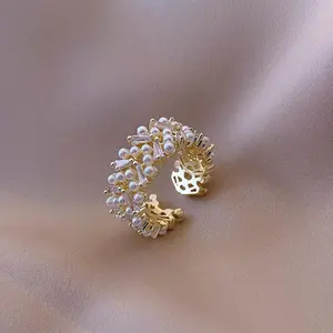 3A Zirconia Leaf Opening High-Grade Cold Wind Teenager'S Fashion Niche Design Index Ring, for Teenager, For Teenager