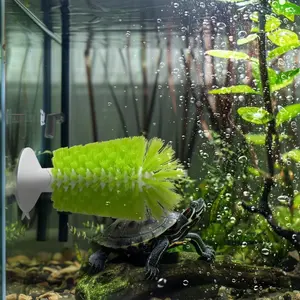 2-piece turtle water tank decoration, strong suction cup turtle exfoliating brush-green PVC scratch-proof scale care tool, suitable for water turtle/tortoise & water tank maintenance (gentle cleaning+healthy cuticle care)