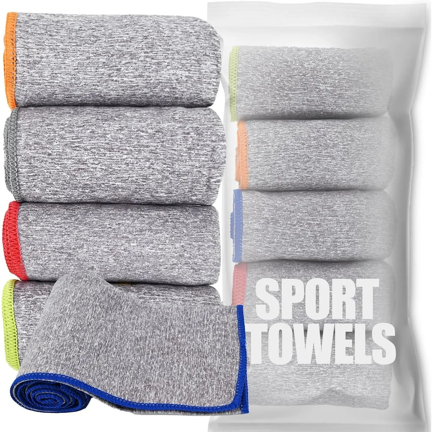 Microfiber Quick Dry Gym Towel Lint Free Odor-Free Absorbent Fast Drying Workout Gear for Men Women Sweat, Grey 5Pack 16*27Inch