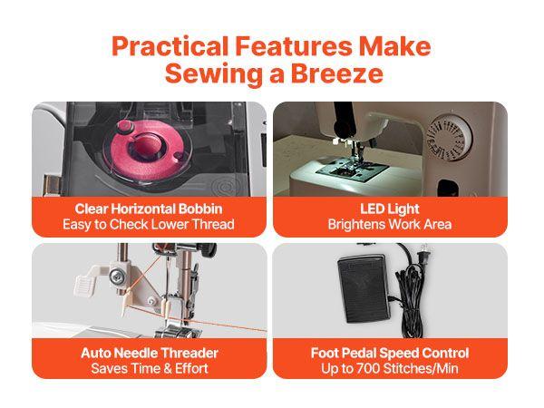 Sewing Machine, 18 Stitch Applications, with LED Light and Foot Pedal, Dial Control, Interior Metal Frame, Lightweight and Portable Beginner Sewing Machine for Adults Crafts and Mending Sewing Machine, 18 Stitch Applications, with LED Light and Foot Pedal, Dial Control, Interior Metal Frame, Lightweight and Portable Beginner Sewing Machine for Adults Crafts and Mending