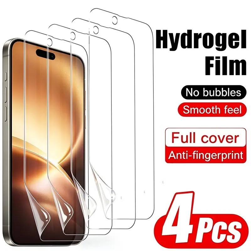4 Pcs Hydrogel Film Screen Protector for Vivo X500 X300 X200 Series, Soft Touch, Anti-Scratch, Anti-Fingerprint, Full Coverage, Fingerprint Recognition