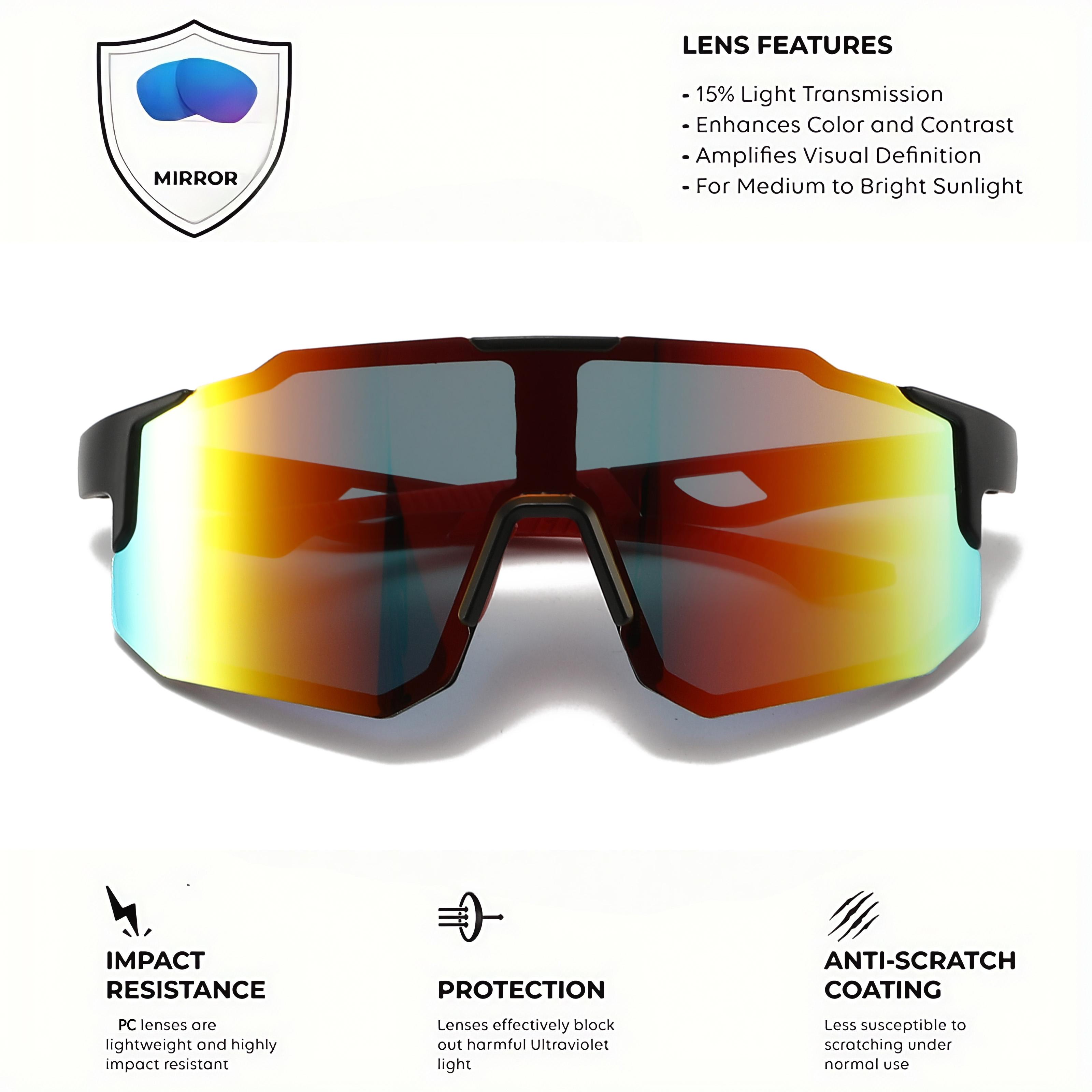 Oversized Wraparound Sports Sunglasses for Men Women, UV400 Protection Colorful Windproof Anti Glare Eyewear, Comfort Fit Unisex Shades for Cycling Hiking Running Fishing Outdoor Activities
