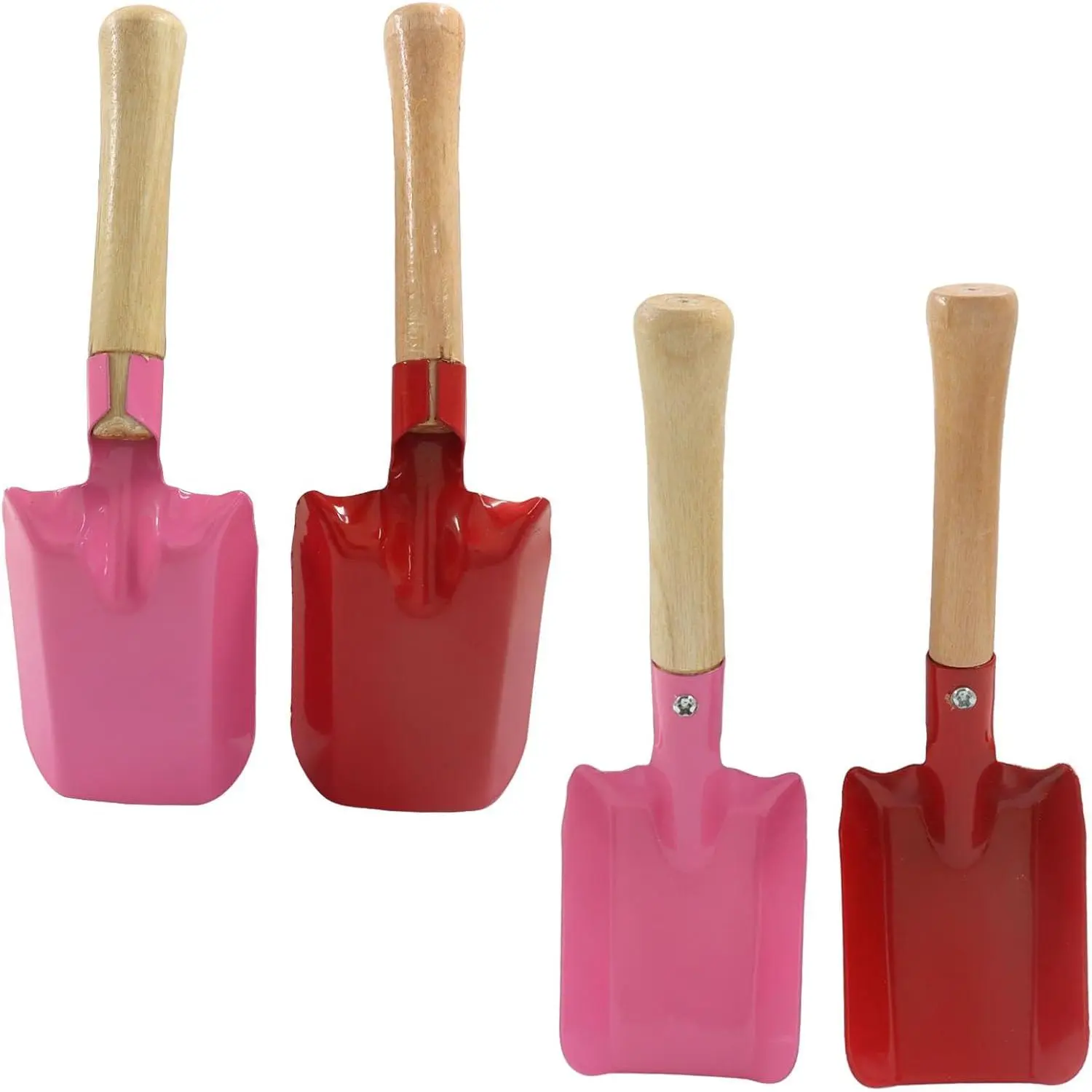 4 Pack Mini Colorful Trowel Set, Metal Spade with Wooden Handle, Small Hand Shovel Garden Tools for Flower Soil Planting, Digging, Transplanting(Green/Blue//Red)