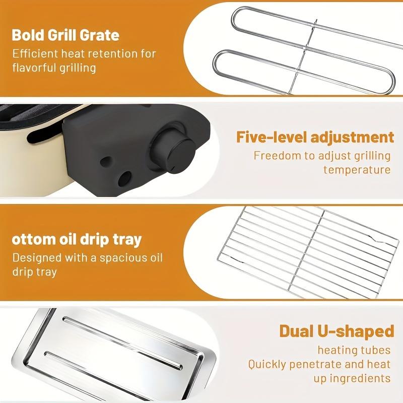 Indoor electric grill, smoke-free, kitchen indoor grill with non-stick cooking removable plates, removable Multifunction