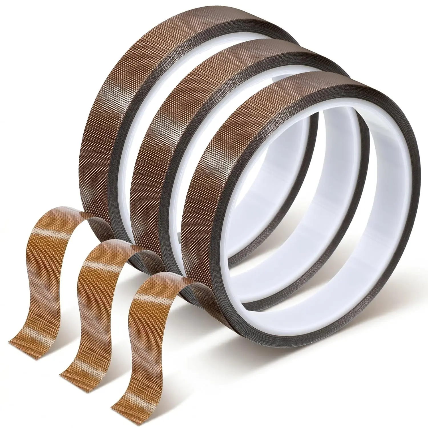 3 Rolls 1/2 Inch x 33  Low Friction Drawer Slide Tape, PTFE Curtain Glide Tape with Abrasion & Squeak Resistant Surface Protection for Furniture  Cabinet (Brown)