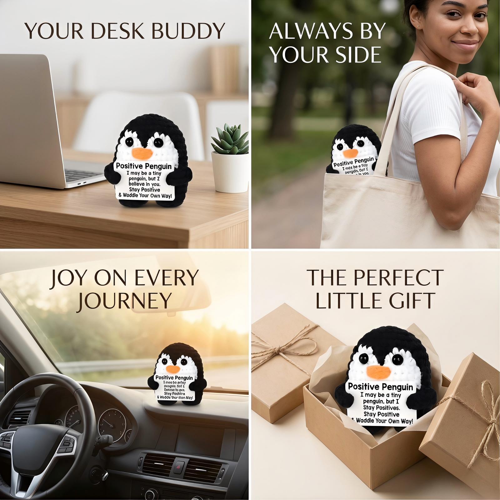 Super Cute Hand Knitted Penguin Mini Plushie,Soft Squishy Stress Relief Toy,Kawaii Desk Buddy Bag Pendant Keychain,Heartwarming Gift for Girlfriend Bestie Kids Birthday Christmas Valentines Day,Handmade Tiny Animal Doll for Home Car Ornament Party Gift Ex