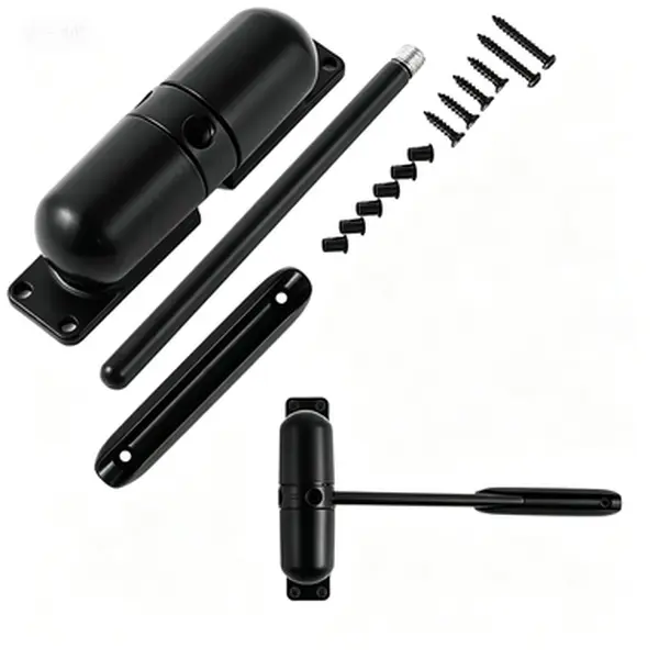 Black Metal Anticorrosive Safety Hinge Closer - Self-Closing Door Mechanism for Hinged Doors - Surface Mount, Easy Installation - No Wires - Reusable, Up to 150 lbs Capacity