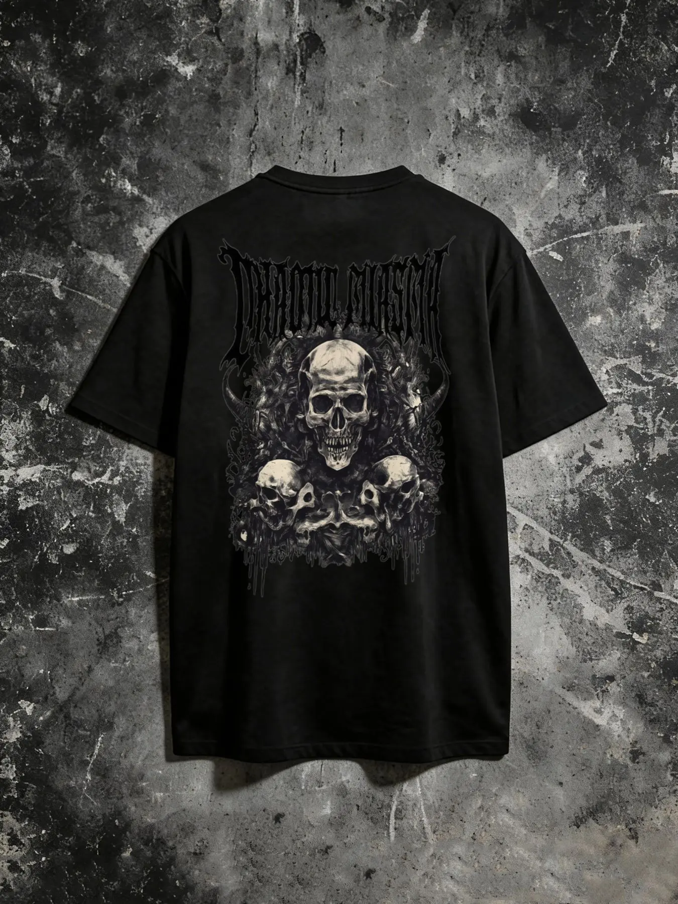 Death Metal Gothic Font Skull Print Backless Short Sleeve Top, Casual Fitted Crop Tee, Unisex Streetwear Fashion