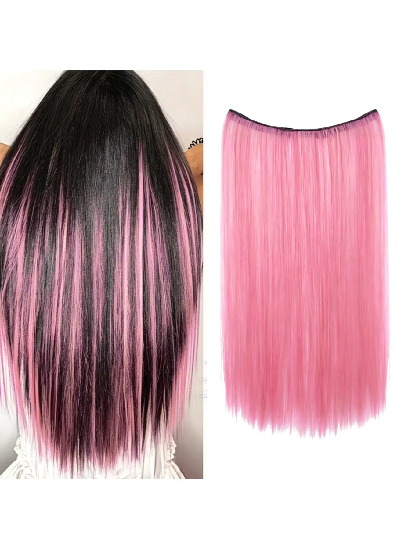 22-inch colorful long straight hair extensions, 4-clip all-in-one hairpiece, seamless and invisible, ultra-lightweight, brightly colored synthetic hair extensions, perfect for women to wear at parties, Halloween, Christmas, and various holidays.