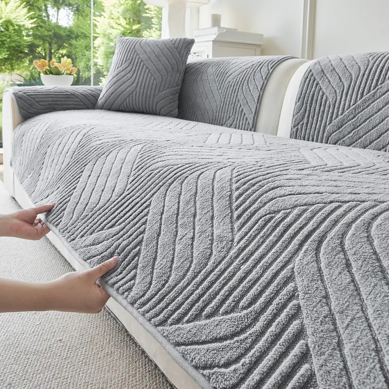 1pc Cotton Velvet Sofa Cushion, Anti-Slip, Pet-Friendly, Suitable for 1/2/3/4 Seater Sofas, All Seasons