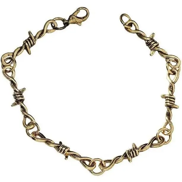 Gothic Punk Barbed Wire Thorns Chunky Brambles Link Chain Bracelet for Women Men Couple Friendship  Hop Rock Cool Adjustable Bangle