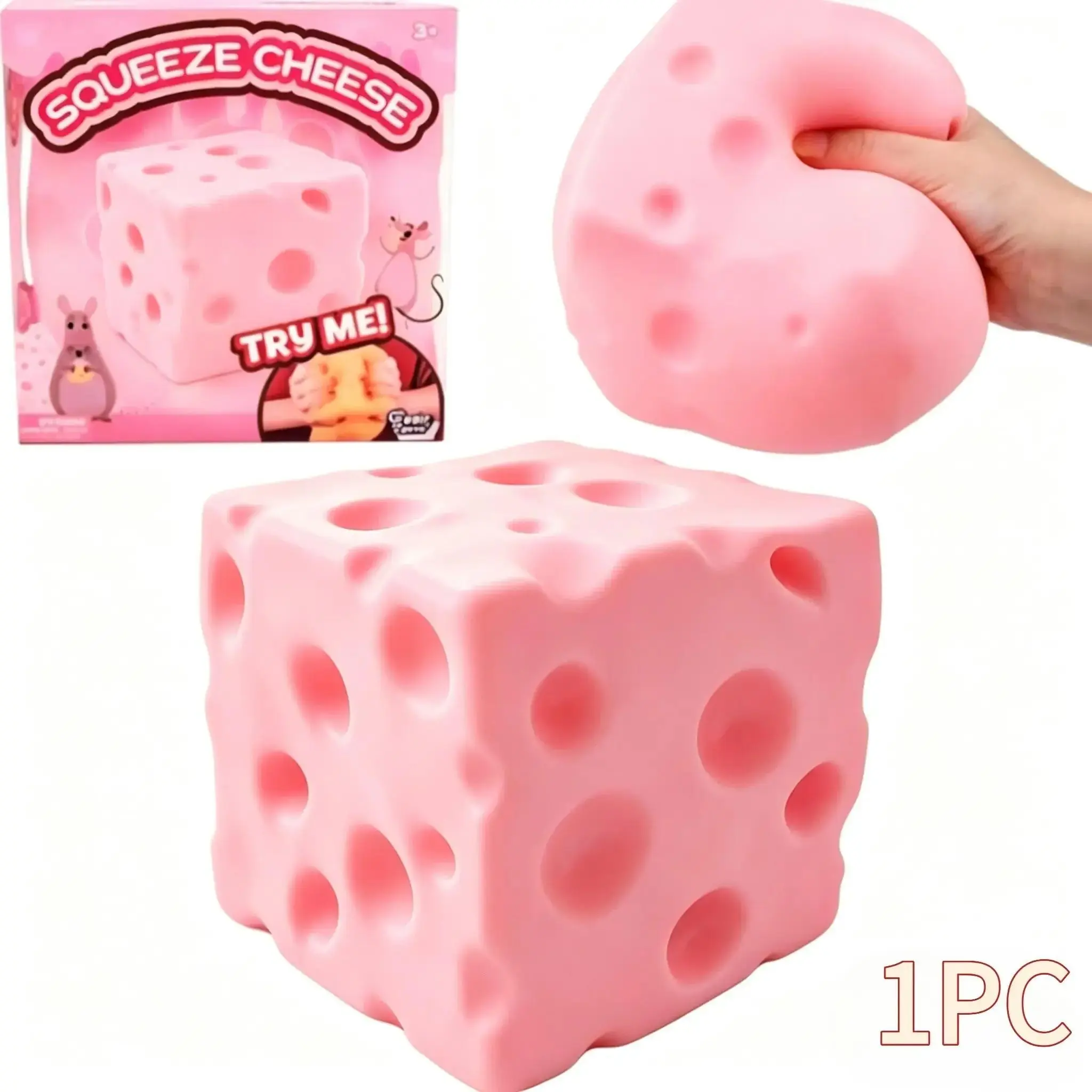 Cheese Squeeze Toy, Soft and Cute Style, Flour Filled Super Soft, Slow Rebound, Stress Relief for Students, Adults, Office, Home