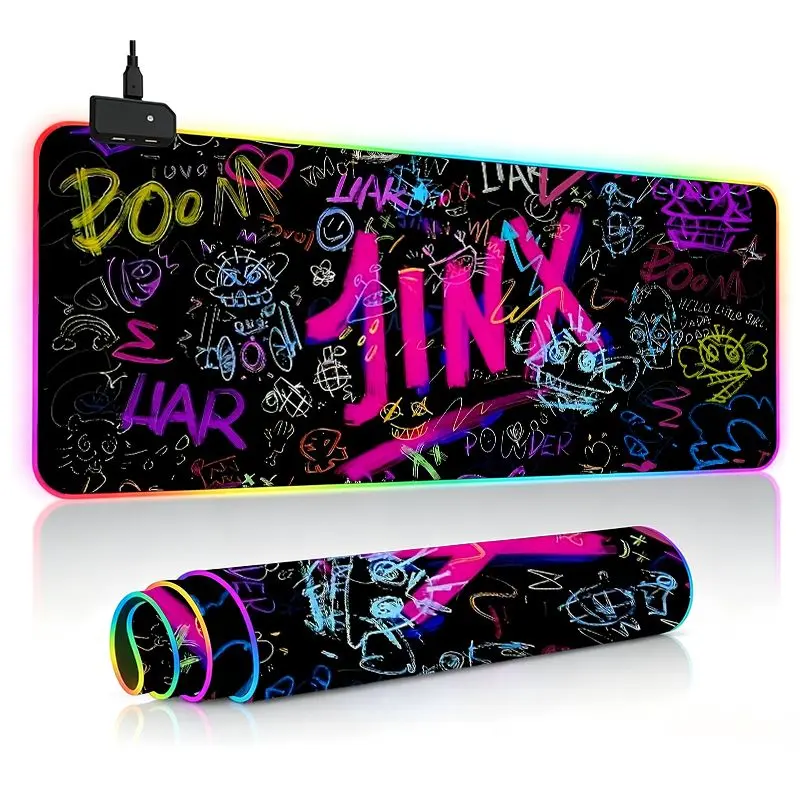 Graffiti Extra Large Gaming Desk Mat Keyboard Pad RGB Mouse Pad Ultra Thick Non-Slip Large Size RGB Gaming Desk Setup for PC/Laptop - 14 Lighting Modes Touch Keyboard and Mouse Pad with Non-Slip