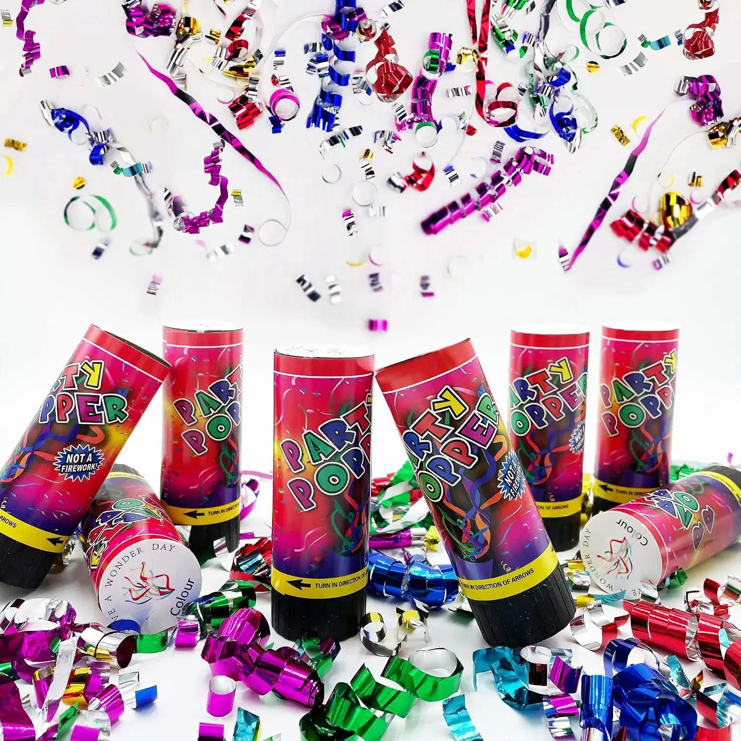 5 Pack Multicolor Confetti Cannons,Handheld Confetti Cannons, Party Decor for Birthday, Graduation and New Year Celebrations
