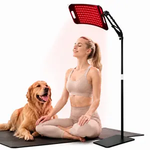 104-LED red light therapy panel with 3-in-1 chip technology, combining 660nm red light and 850nm near-infrared light for effective coverage. Includes desktop and floor stands plus a 3-meter power cord for convenient full-body wellness care at home.
