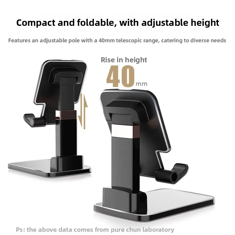 Plastic Anti-Shake Retractable Foldable Lazy Desktop Phone & Tablet Holder, Compact Adjustable Mount for Live Streaming, Office Use