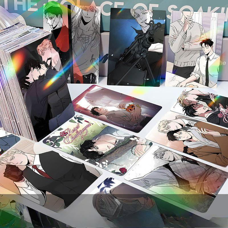 50 Pcs/Set Korean Manhwa Roses and Champagne Laser Lomo Card Caesar,Lee Won Comic Characters 3 Inches Photocard Cosplay Gift