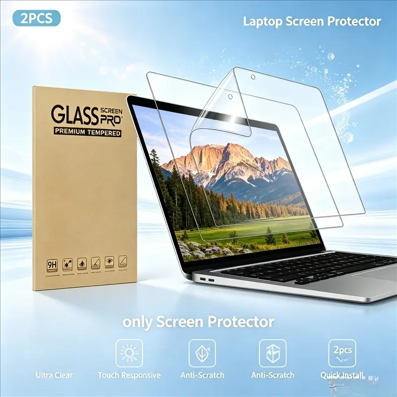 Multi-layer protective laptop screen film, 2Pcs 15.6" 16:9matte anti-glare, 5H high hardness scratch-proof fits all categories Lenovo Dell Acer HP ASUS laptops only Screen Protector
