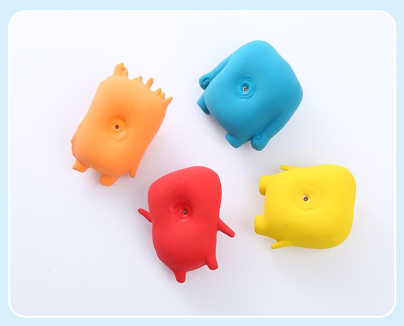 Safe Natural Latex Dog Chew Toy - Cute Big-Eye Monster Squeaky Toy, Gentle on Gums for Puppies & Light Chewers, Resilient Non-Toxic Fetch & Teething Toy for Small Dogs surprise gift shaped harness Interactive Bungee Bite Resistant Inflatable Balls Set