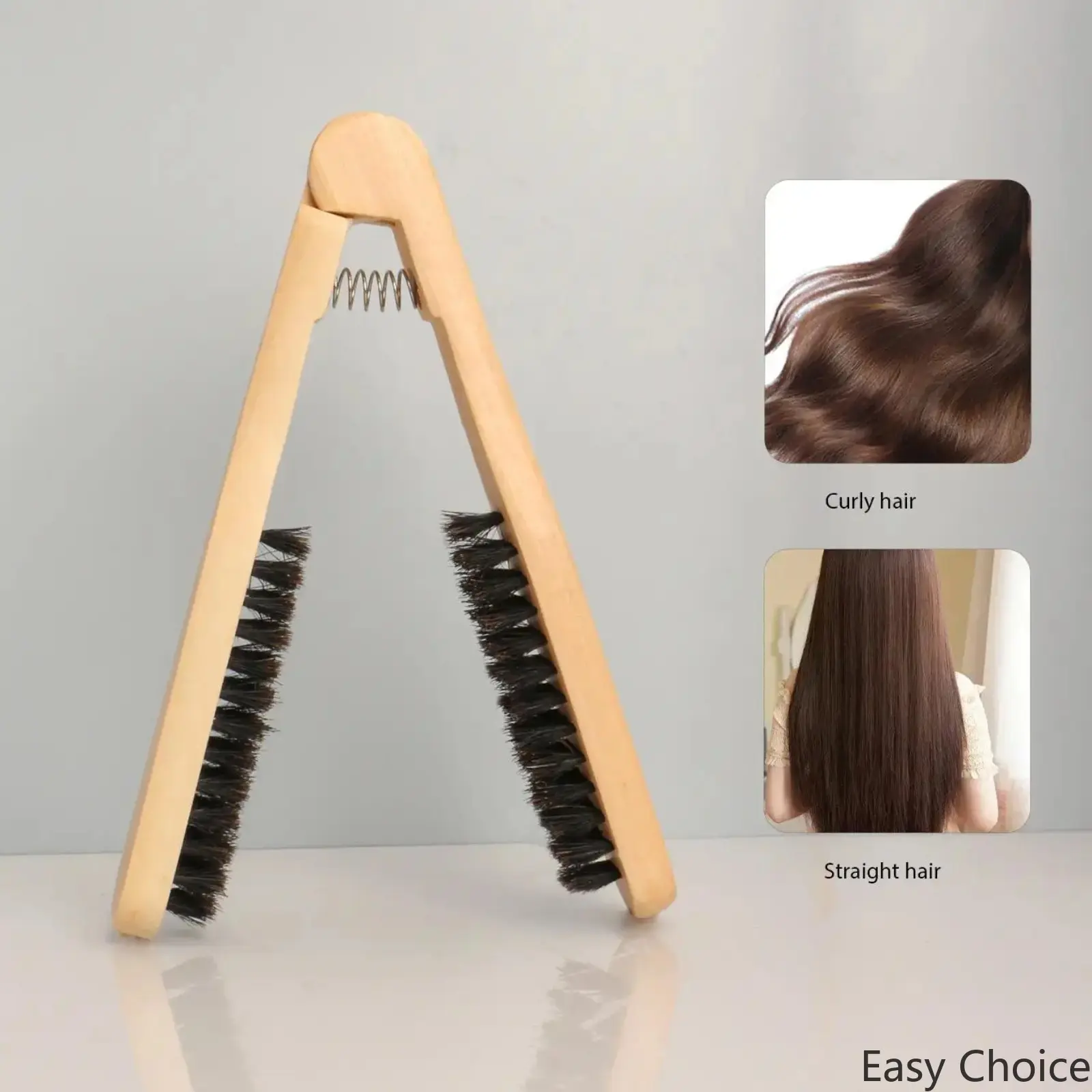 Solid‑Wood Hair Straightener Comb, Anti‑Scald V‑Shaped Heat‑Resistant Styling Tool, Professional Salon‑Grade Hair Brush, Practical Hair‑Smoothing Straightening Accessory for Home & Salon Hairstyling Use