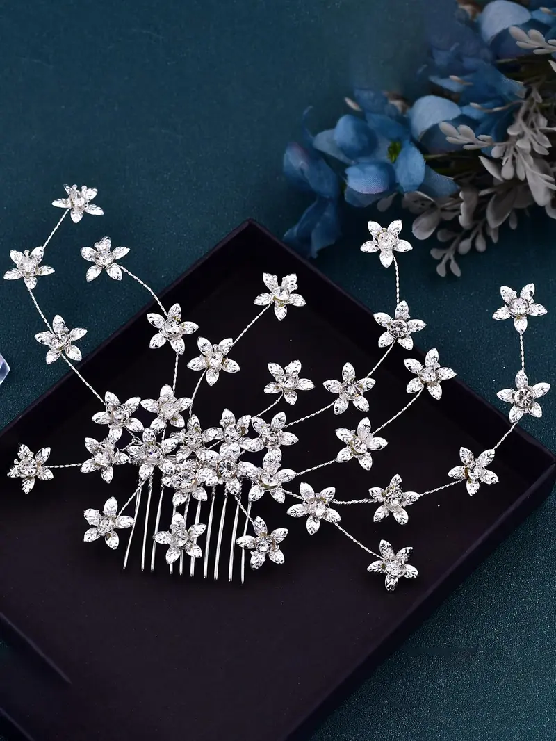 Elegant Rhinestone Decorated Bridal Headwear, Exquisite Trendy Hair Comb, Fashionable Hair Accessories for Wedding Party Decoration, Tiara