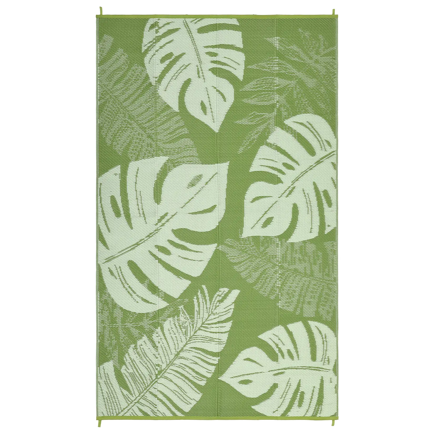 Waterproof Reversible Outdoor Rug, Durable Plastic Straw Mat for Patio, Deck, RV, Camping, Easy Clean, Mark & UV Resistant, Lightweight – Leaf Design (Navy/Green & White)