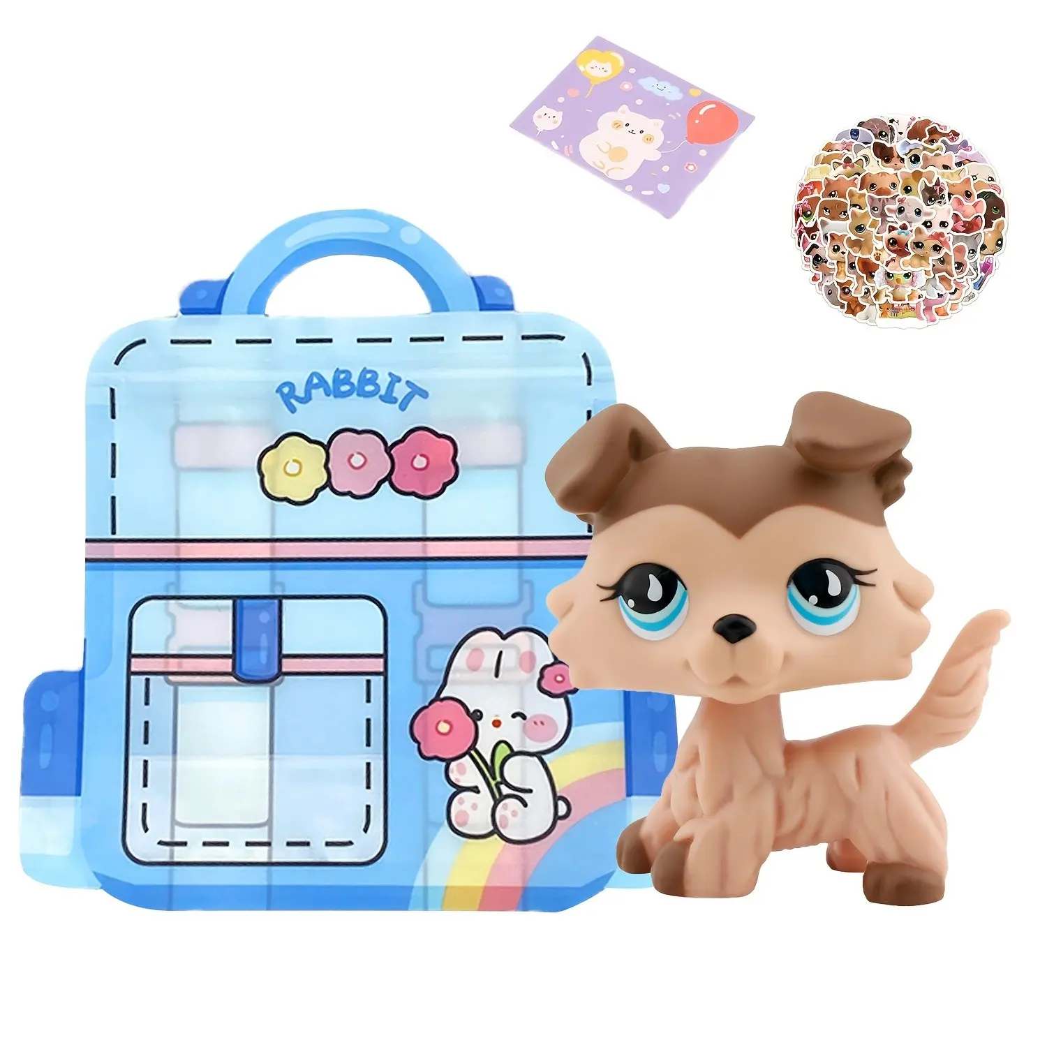 Lps Collie #893 Statue, Blue Different Eyes, Mini Pet Shop Rare Collectible Pvc Figure Decor with Accessories, Birthday Christmas Halloween Gift, Animal Figures