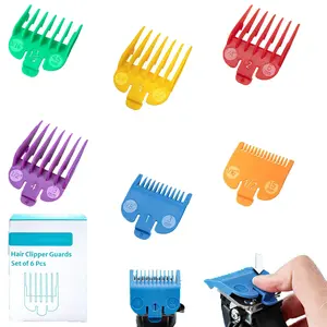 6 Pcs New Version Color Coded Clipper Guide Guards, Universal Hair Clipper Replacement Combs, 1/16" to 1/2" Assorted Cutting Lengths, Professional Hair Trimmer Accessories for Home and Barber Salon Use