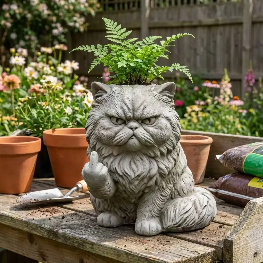 Funny Cat Resin Flower Pot, Creative Animal Shape Planter, Succulent Garden Decor, Halloween Fun Gift, Courtyard Balcony Ornament, Plant Pots