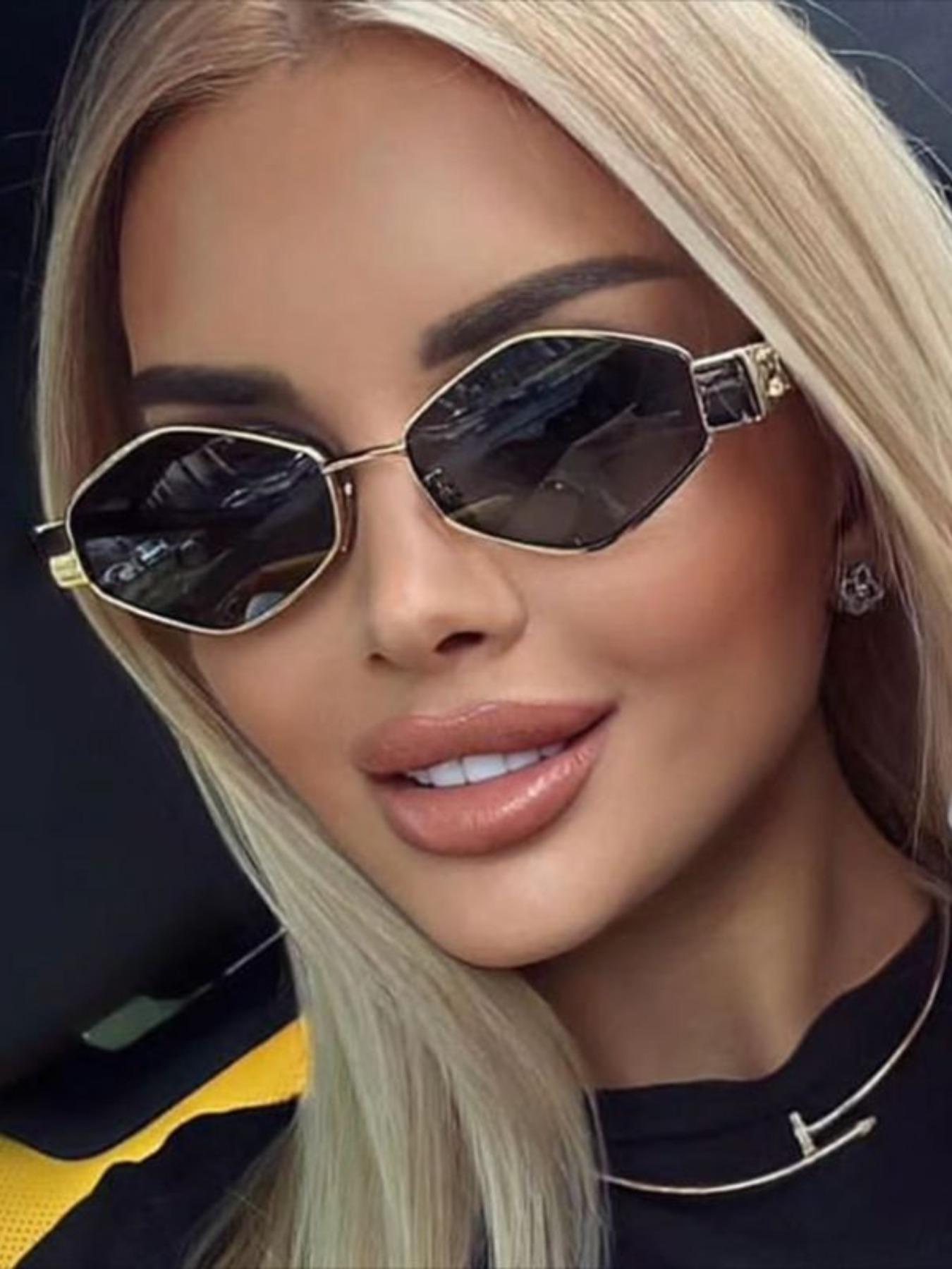 Women's Elegant Vintage Oval Frame Sunglasses, Trendy Casual UV400 Protection Sunglasses for Everyday Use, Fashion Accessories for Outdoor Activities, Trendy Beach Eyewear