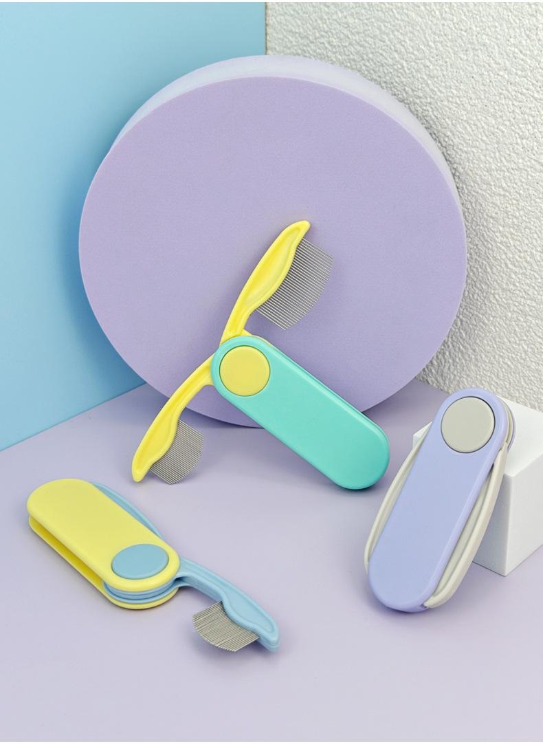 Pet Dog and Cat Flea Removal Folding Comb, Lice Removal Cleaning and Grooming Comb, Dense-Tooth Straight-Row Flea Comb head Portable Hair Roller shedding blade cow scratching brush bag