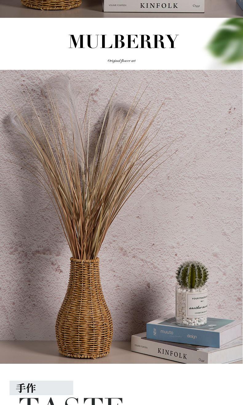 Handwoven Vintage Rattan-Look Floor Vase, Minimalist Home Decor for Living Room & Balcony, Decorative Flower Cylinder for Tabletop