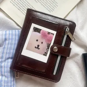 M5 Black Sliver Black Soft Zip Loose-Leaf Retro Portable  PU Clip-on Notebook Loose Leaf Notebook