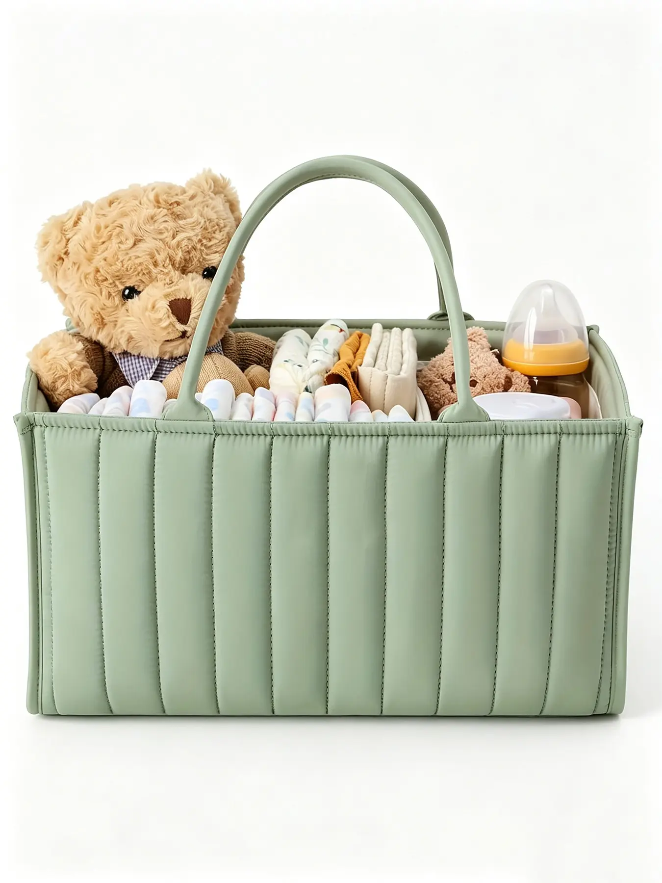 Vertical Quilted Maternity Bag, Detachable Divider, Large Capacity, Holds Diapers, Bottles, Clothes, Portable Mommy Bag, Multi-Functional, Mummy Bag