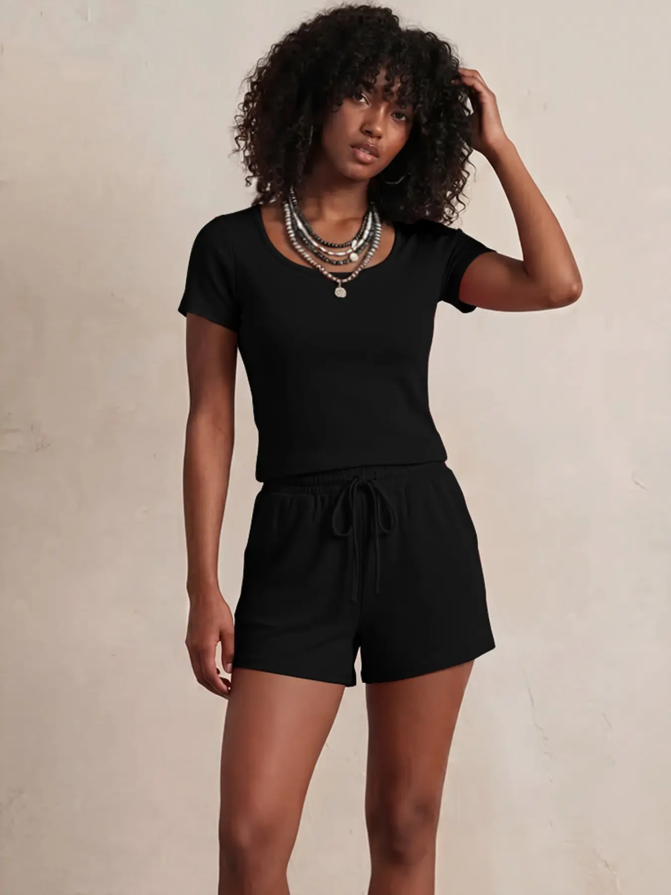 2026 Summer New Arrival Women's Solid Color Tracksuit, Fashion Casual Sports Two Piece Set, Comfortable and Stylish