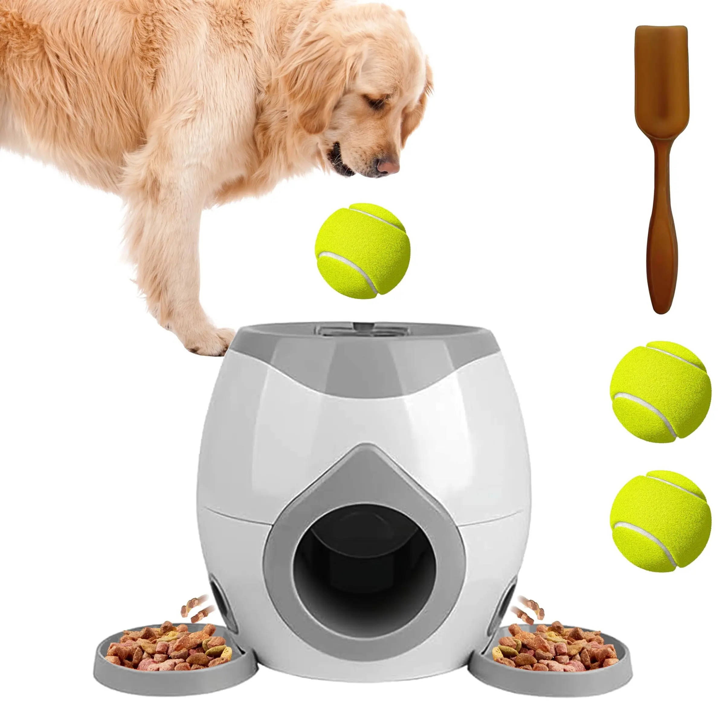 Indoor Interactive Dog Puzzle Toy, Treat Dispensing Ball Feeder (Non-Launcher), Automatic Dog Ball Roller & Snack Dispenser. Keeps dogs entertained and stimulates mental development.