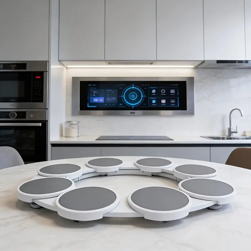 Expandable rotating dinner plate set, consisting of 8 plates, portable telescopic table turntable, suitable for rectangular and oval dining tables, buffet parties and various catering events, multi-functional dining service tray.