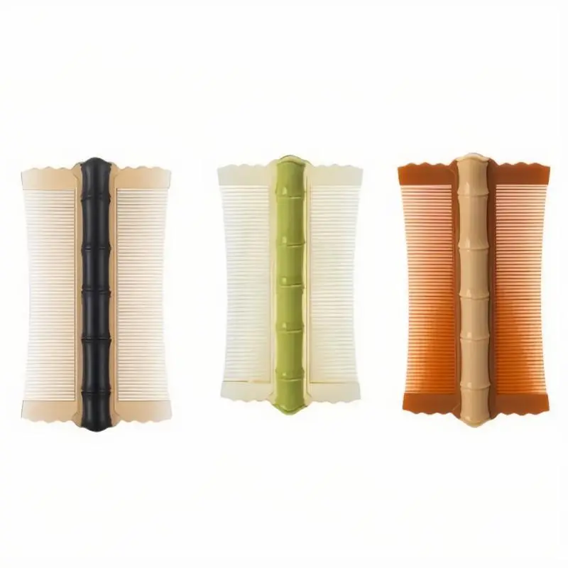 3-Piece Dual-Sided Lice Comb Set, Mustache Brush, Bamboo Knot Hairbrush, Scalp Dandruff Remover, Natural Material, Daily Use