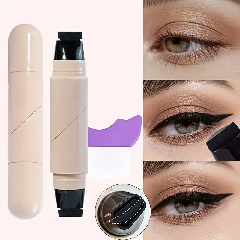 2-piece Set - Large Eyeliner, Seal Pen, Eyeliner Assistant Combination, Suitable for Beginners To Draw Eyeliner, Waterproof and Anti-smudge Eyeliner, Long-lasting and Non-decolorizing, Extremely Thin Pen Tip Is Smooth and Easy To Draw