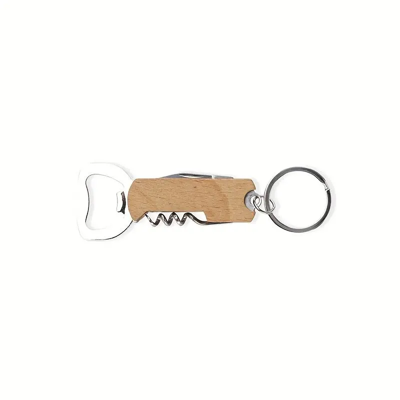 Personalized Wooden Bottle Opener - Custom Engraved Name & Text, Natural Wood Keychain with Metal Ring, Utensils for Kitchen - Groomsmen Wedding Gifts, Father's Day Favors for Men - No Power Needed