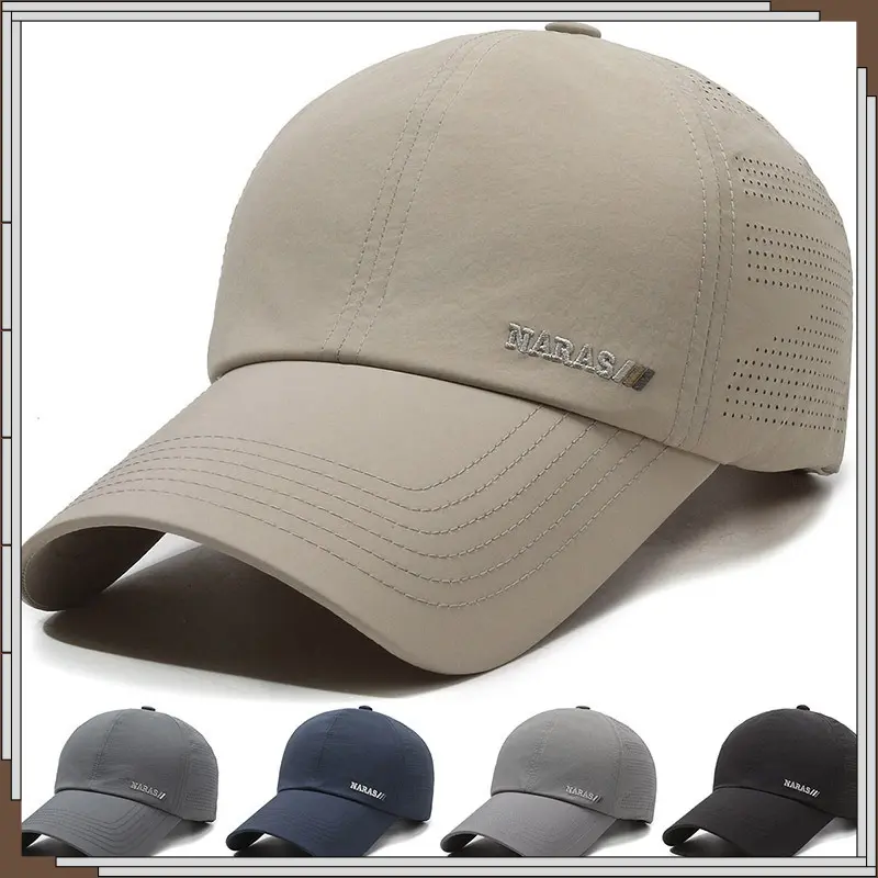 Mens Womens Waterproof Baseball Cap Summer Breathable Quick Dry Outdoor Sports Sun Hat Lightweight Running Fishing Golf Cap Adjustable Waterproof Performance Hat Perforated Mesh Dad Hat Athletic Ball Cap Men