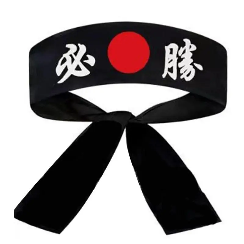 Japanese Headband Hachimaki Headband Karate Sports Competition Bandana Headwear Samurai Chef Headband Sweatband Black/Red/White