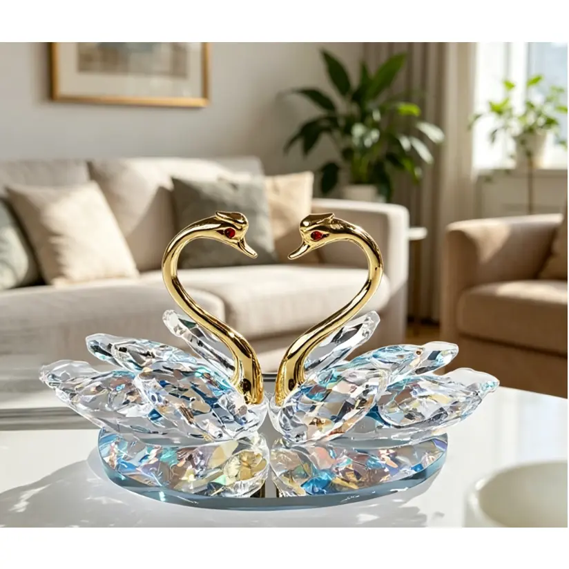 Exquisite Crystal Swan Ornament, Decoration for Sports & Outdoor Protective Gear Accessory Displays, Stylish Accent, Crystal Figurine, Decorative Home Ornament, Home Decor Sculptures