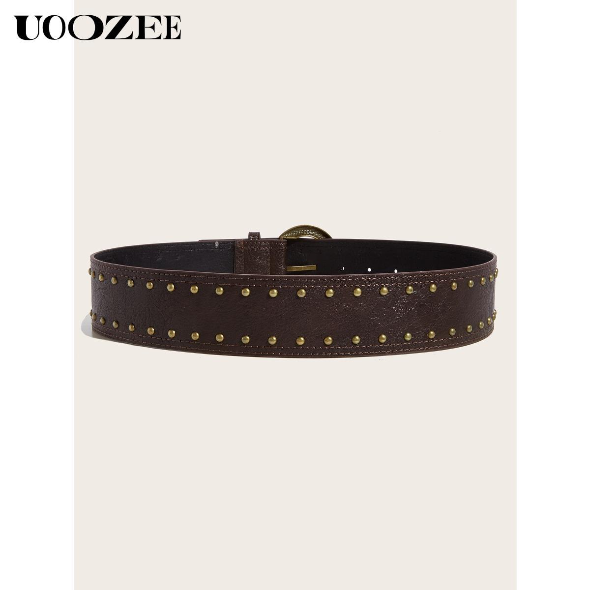 UOOZEE 2025 Fashion Punk Style Rivet Personality Belt Decoration Versatile Pin Buckle Belt Trendy Belt, Various Colors Optional