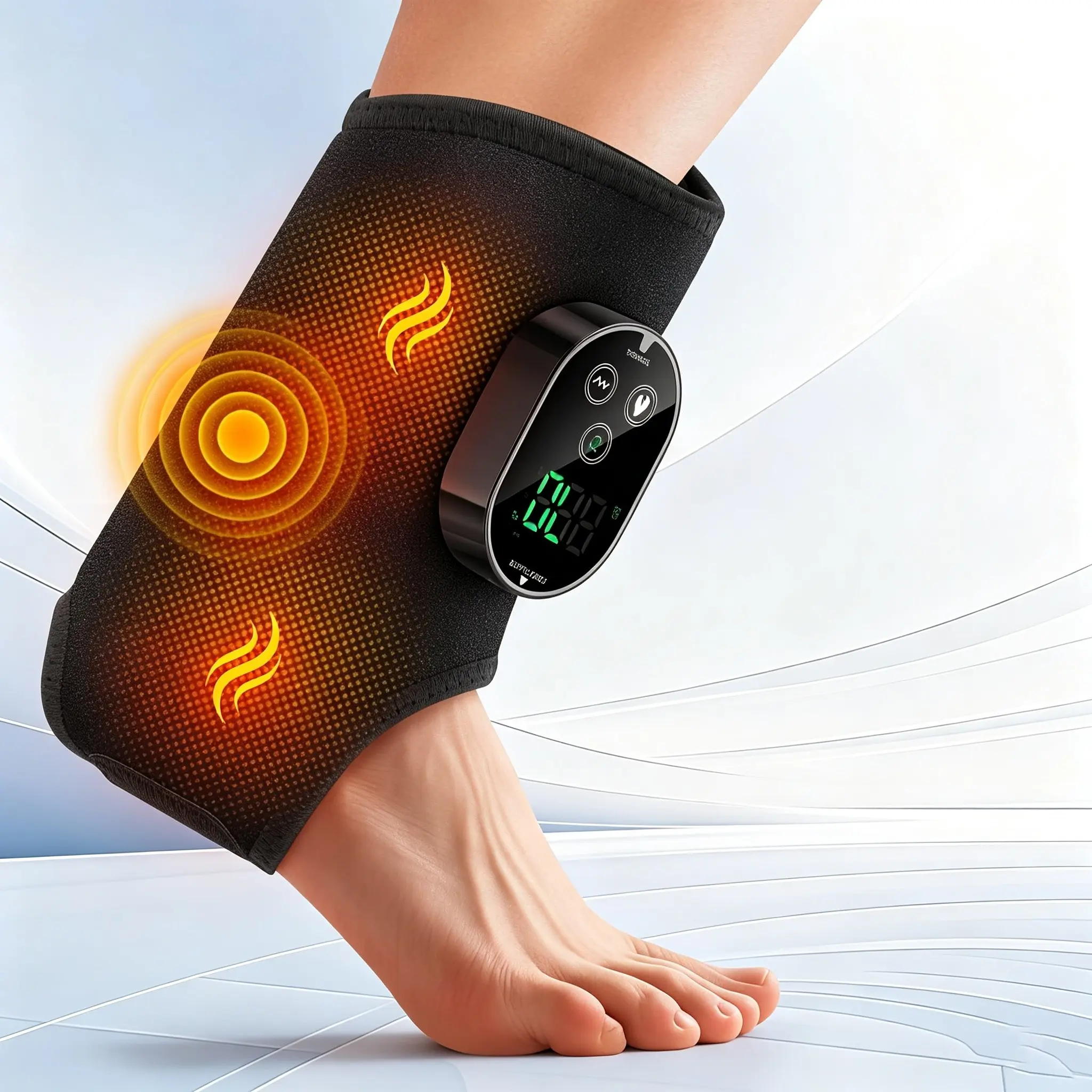 Ankle Foot Massager, Vibration Heating Ankle Massage Device, Universal Left Right Foot Use, Ankle Heating Pad for Plantar Fasciitis