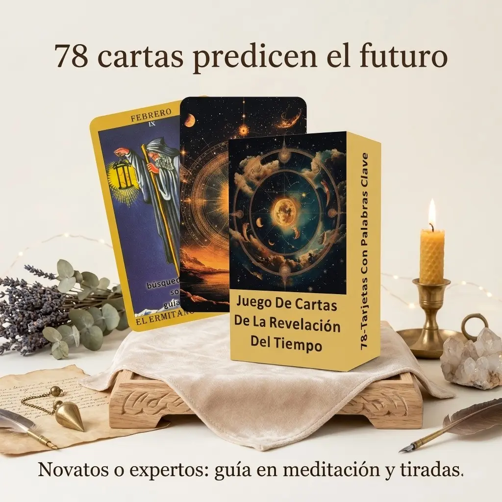 Spanish Time Reveal Tarot Deck 78 Cards, Keyword Oracle Cards, Meditation Divination Spiritual Guidance, Inner Exploration Future Insight