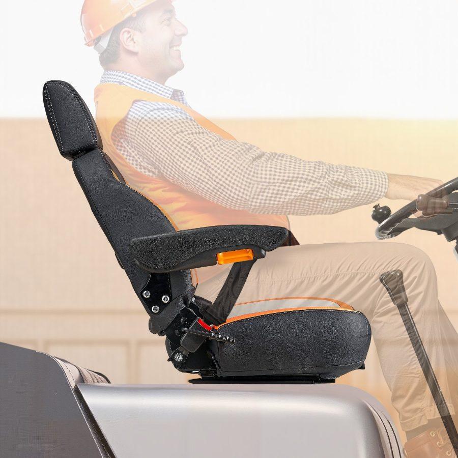 VEVOR Universal Forklift Seat, Tractor Seat with Adjustable Back, Armrest, Headrest Safety Belt, Secure Tractor Seat with Micro Switch, Ergonomic Lawnmower Seat for Skid Loader Bulldozer