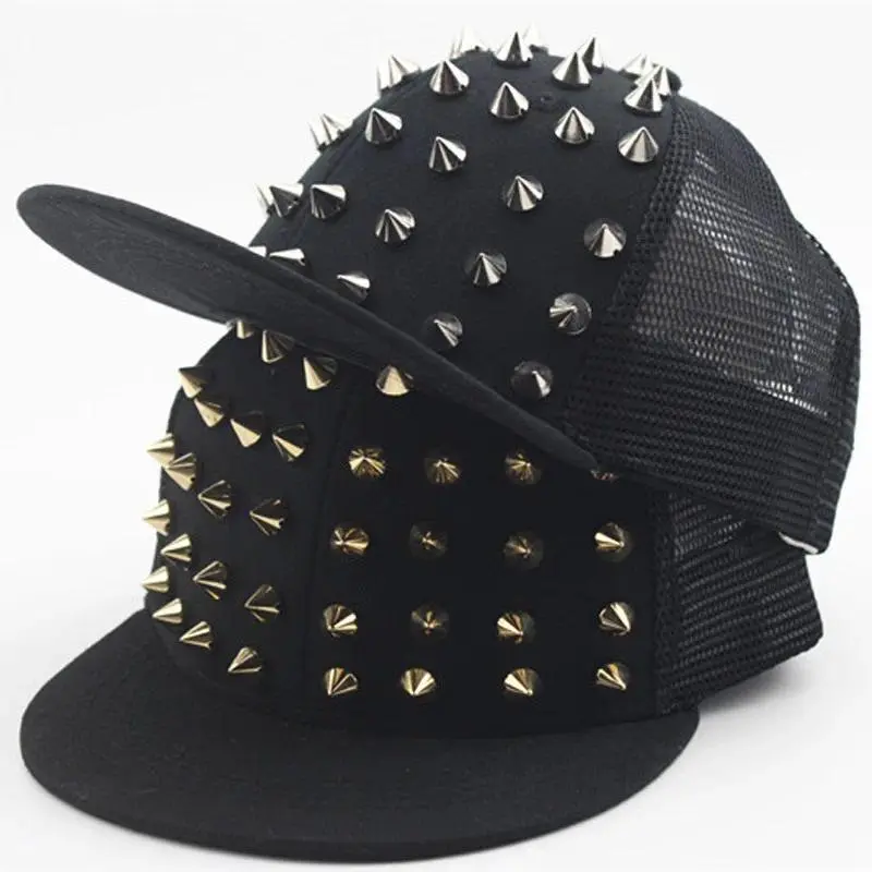 Men and Women's Rivet Flat Hat Punk Rock Hip Hop Stud Baseball Caps Y2K snapback cap outdoor gorras para hombres casquette homme