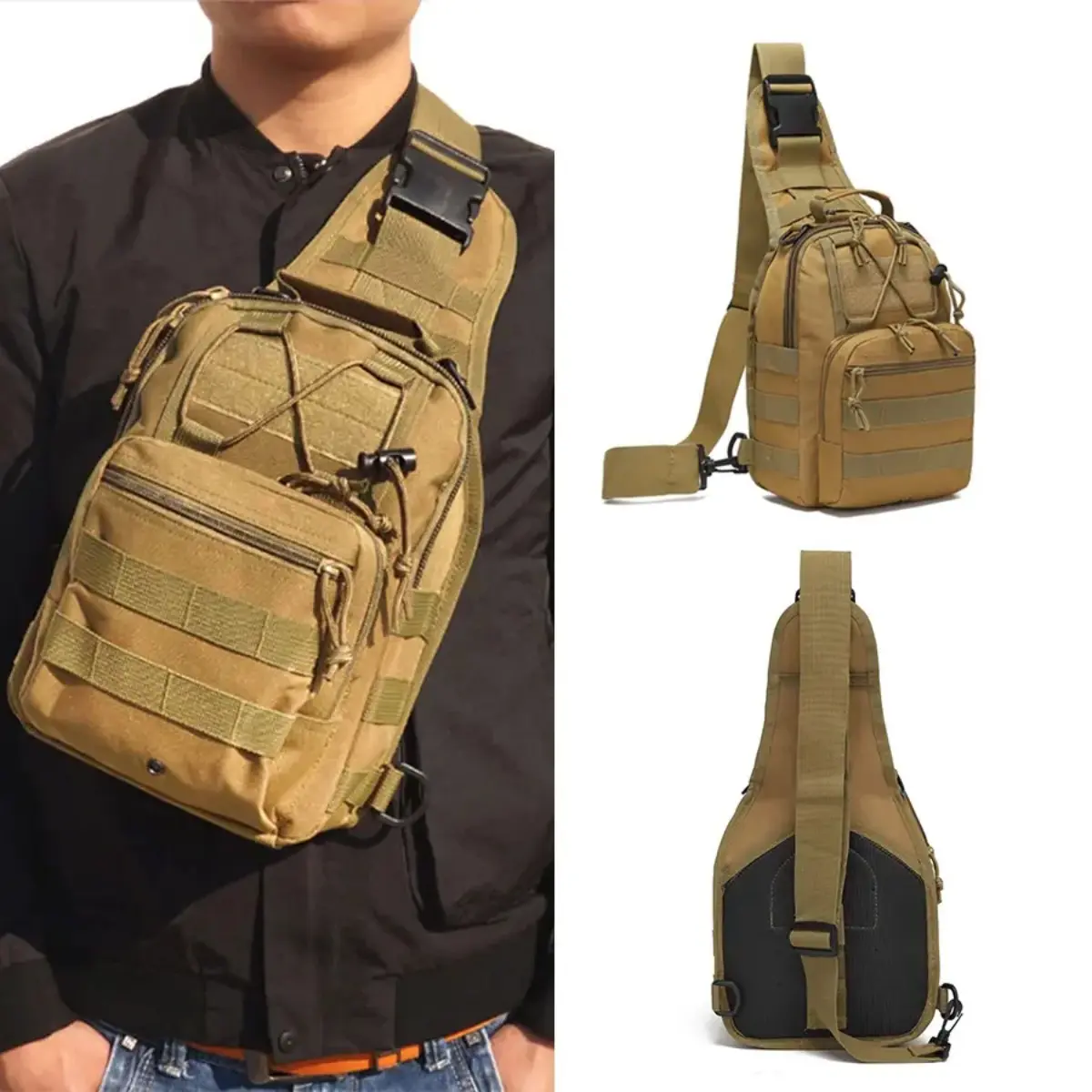Tactical Compact EDC Shoulder Bag - Concealed Carry Shoulder Bag for Shooting, Traveling, Hiking, Outdoor Sports, Walking, Cycling, Camping, Tactical Shoulder Chest Bag, Waterproof Multi-function Crossbody Shoulder Backpack Handbag